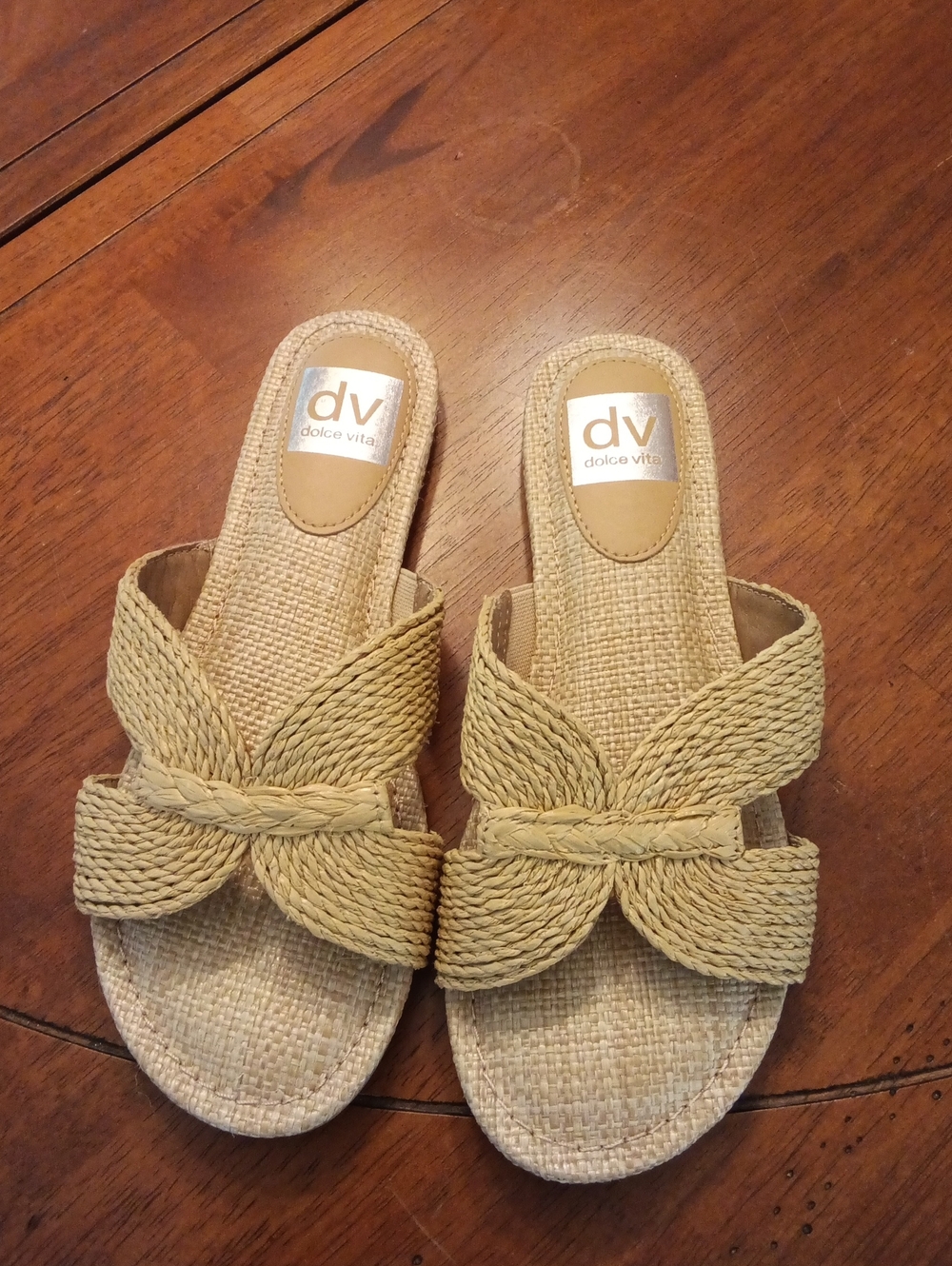 Dolce Vita Braided Natural-Tone Slide Sandals